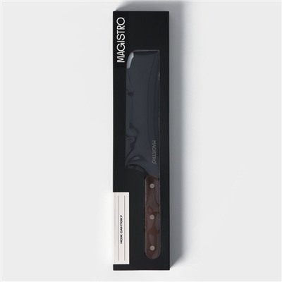 Нож Сантоку кухонный Magistro Dark wood, длина лезвия 17.8 см
