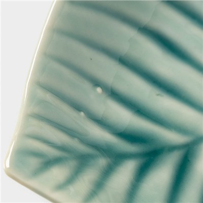 УЦЕНКА Блюдо керамическое «Птичка на листочке», 15.5×15.5 см, голубое