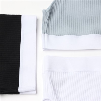 Трусы женские слипы MINAKU рубчик, набор 3 шт., размер 40-42, белые, серые, чёрные