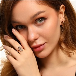 Комплект ювелирной бижутерии коллекция "Дубай" с алмазной гранью серьги и кольцо 17 р, покрытие позолота, арт.314.195-17