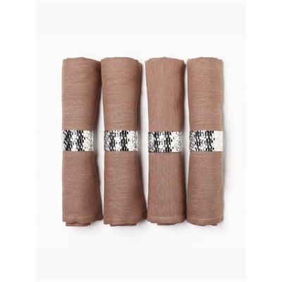 Набор салфеток с декоративными кольцами «Этель» Sand, 40×40 см - 4 шт., 100% лён