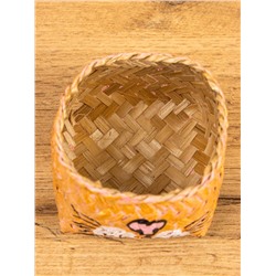 Корзинка «Кот», 10×10×13 см, бамбук, рыжая