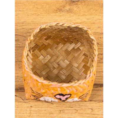 Корзинка «Кот», 10×10×13 см, бамбук, рыжая