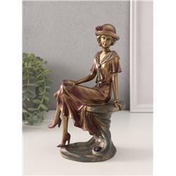 Фигурка полистоун «Леди в шляпке-котелке с цветком», бронзо-фиолетовый, 13×8×21.5 см