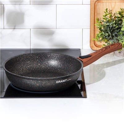 Сковорода KUKMARA Granit ultra original, d=26 см, съёмная ручка, антипригарное покрытие, алюминий, чёрная