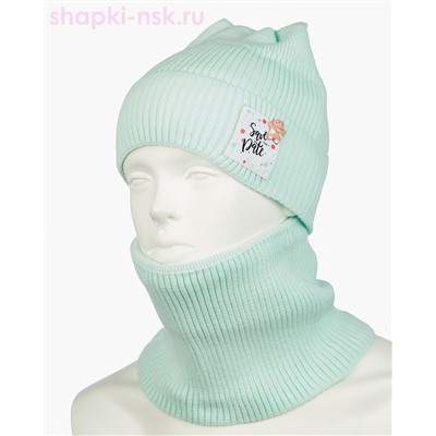 03-4-E Комплект для девочки флис (шапка+снуд) (46-50)