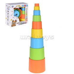 Мягкая пирамидка стаканчики с наклейками "Теремок"