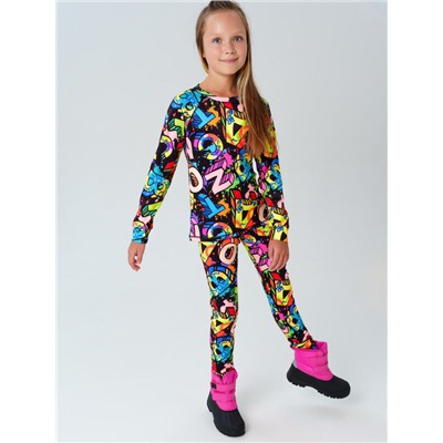 Термокомплект трикот. для девочек: фуфайка (футболка) с длин. рук, брюки