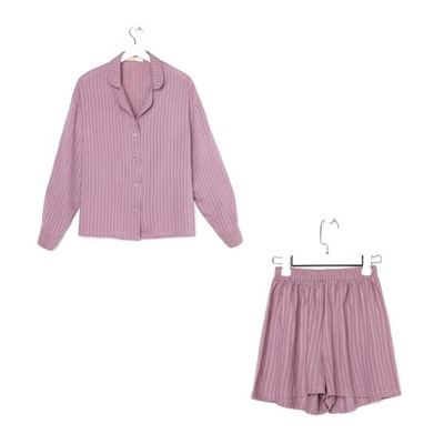 Пижама женская (рубашка, шорты) KAFTAN, сиреневая, размер 48-50