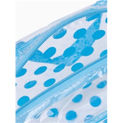 Косметичка-сумка на молнии для бассейна, с ручками, в горох, полупрозрачная/голубая