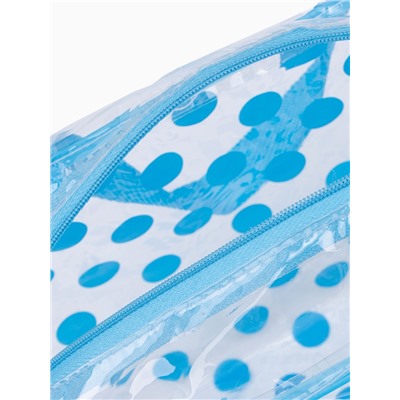 Косметичка-сумка на молнии для бассейна, с ручками, в горох, полупрозрачная/голубая