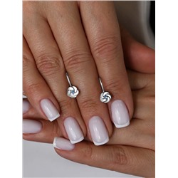 Серьги детские из серебра с фианитами родированные 925 пробы 402021-054