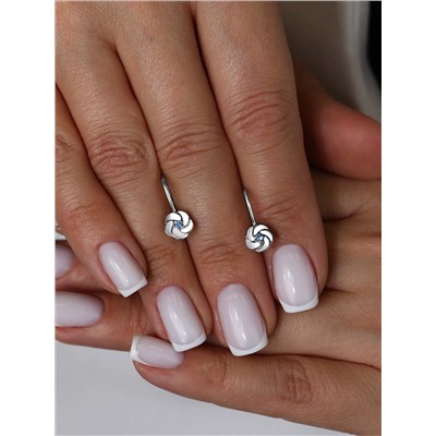 Серьги детские из серебра с фианитами родированные 925 пробы 402021-054