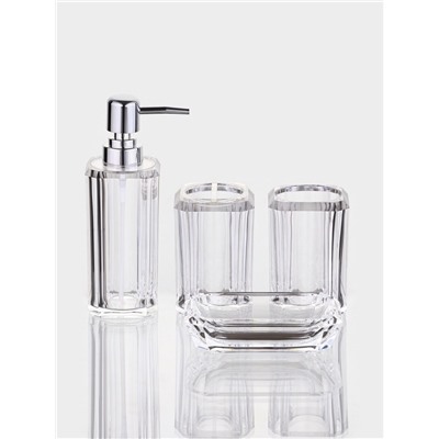 Набор для ванной "Кристалл" 4 предмета (дозатор, 2 стакана, мыльница)