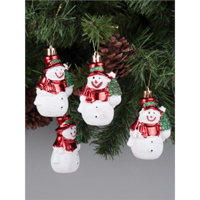 Новогоднее украшение Снеговик 4 штуки 9х5 см / WF-171 /уп 225/