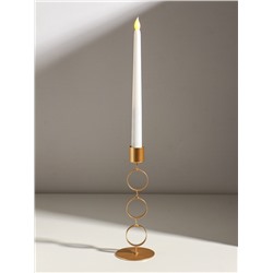 Подсвечник на 1 свечу «Три кольца», d=2.5 см, металл под золото, 7.5×7.5×21 см