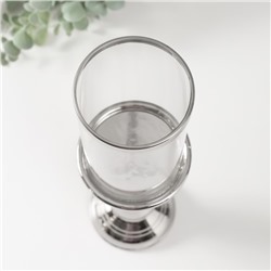 Подсвечник на 1 свечу «Лира», керамика, стекло, d=8 см, серебро, 9.3×9.3×34 см