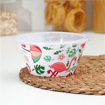 Салатник с крышкой, d=15 см, цвет МИКС