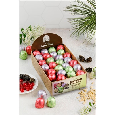 Кедровый грильяж ассорти / клюква, сосновая шишка, черемуха / шоу-бокс/ 540 г / ТМ Сибирский кедр