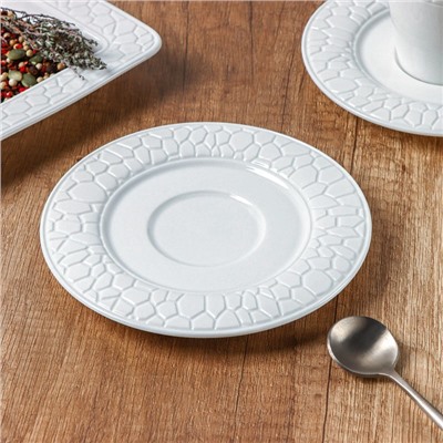 Блюдце фарфоровое Magistro Rodos, d=15.4 см, цвет белый