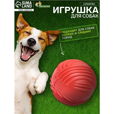 Мяч рифленый «Суперпес», TPR, 6.5 см, красный