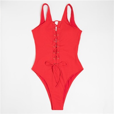 Купальник женский слитный однотонный MINAKU, размер 42, красный