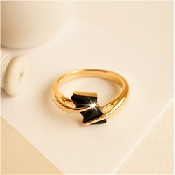 Кольцо 17 р ювелирная бижутерия коллекция "Дубай", покрытие позолота, вставка: фианиты, цвет: черный, арт.314.940-17