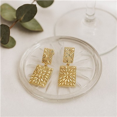 Серьги алмазное покрытие, крупные, висячие, цвет покрытия лимонная позолота, арт.313.224