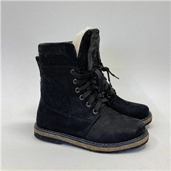 Ботинки женские черные, крейзи, чёрный войлок на войлочной подошве