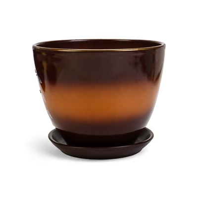 Горшок для цветов «Миндаль », 8 л, d=30 см, h=23 см, с поддоном, керамика, коричневый