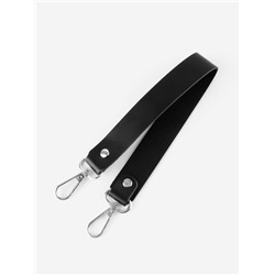 Ручка для сумки из натуральной кожи, с карабинами, 30 ± 2 см × 2.5 см, цвет чёрный/серебряный