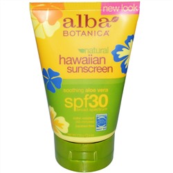 Alba Botanica, Натуральный Гавайский солнцезащитный крем, фактор защиты SPF 30, 4 жидких унций (113 г)
