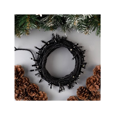 Гирлянда «Нить» 10 м, IP44, тёмная нить, 100 LED, свечение тёплое белое, 8 режимов, 220 В