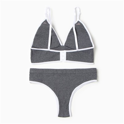 Комплект нижнего белья женский (топ, трусы) Collorista, тёмно-серый, размер 46-48