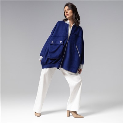 Бомбер из мягкой замши, Стильное вложение (oversize, S-M)