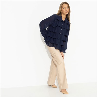 Блуза с воланами, Гипнотический стиль (синяя)