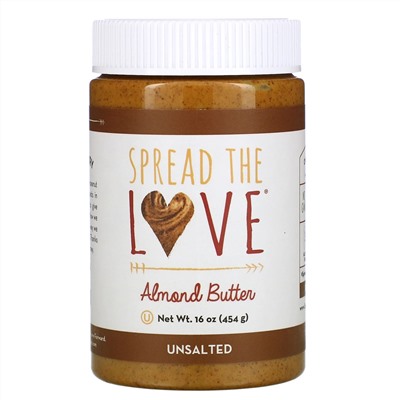 Spread The Love, Almond Butter, Unsalted, 16 oz ( 454 g)
