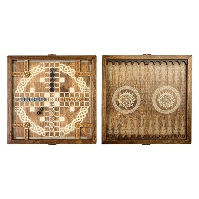 Нарды деревянные + парчис (лудо), настольная игра, 37×37 см