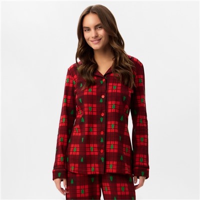 Пижама новогодняя женская (рубашка, брюки) KAFTAN Red mood, размер 40-42, красная