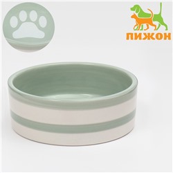 Миска керамическая «След» 300 мл - 12.5×12.5×4.5 см, зелёная/белая