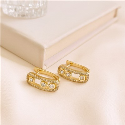 Серьги со стразами, цвет покрытия желтое золото, арт.313.231