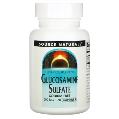 Source Naturals, Glucosamine Sulfate, Sodium Free, 500 mg, 60 Capsules