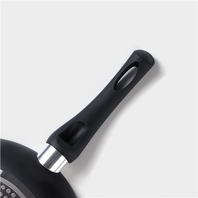 Сковорода Доляна Basic, d=26 см, пластиковая ручка, антипригарное покрытие, индукция, чёрная