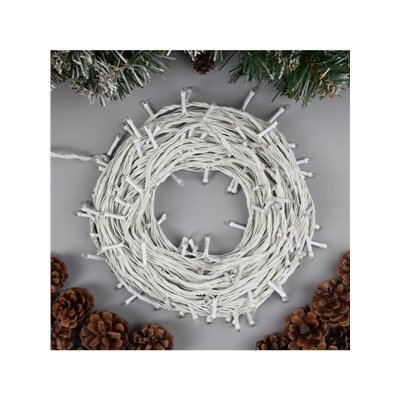 Гирлянда «Нить» 20 м, IP20, белая нить, 200 LED, свечение жёлтое, 8 режимов, 220 В