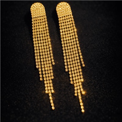 Серьги длинные висячие со стразами "Вечерние", цвет: шампань, арт.012.008