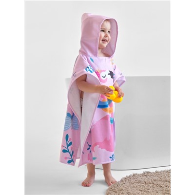 Полотенце - пончо детское махровое «Крошка Я. Фламинго», 60×120 см, розовое