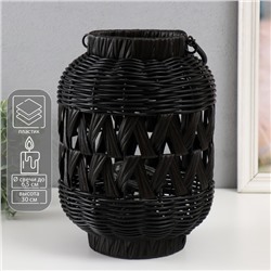 Подсвечник - фонарь на 1 свечу «Корзинка», пластик, чёрный, 30×21×21 см