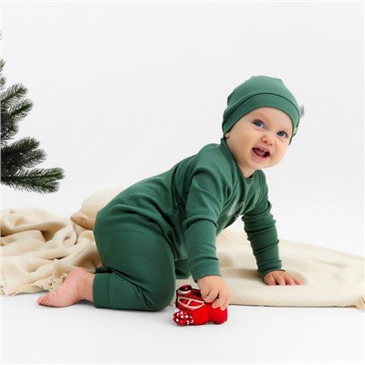 Комбинезон детский с шапочкой «Крошка Я. Еловые веточки», рост 86-92 см, зелёный