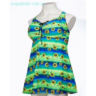 318001 цветы Купальник раздельный платье (56-64)