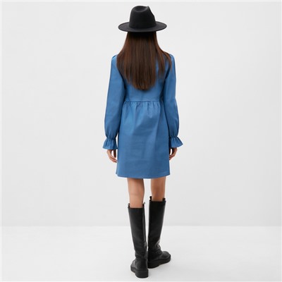 Платье мини женское джинсовое с воротником MIST, размер 48, голубое